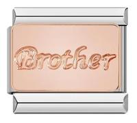 Mon & Sons M&S AZ Oro Rosa Familia Mamá Hija Abuelo Abuela Hermana Hermano Dije Italiano de 9 mm Compatible con Pulsera Nomination (Hermano)