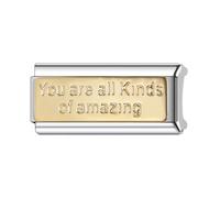 Mon & Sons Mamá Papá Familia Amigo Oro Rosa 18K Superlink Largo Doble Tamaño Ancho Amor Cumpleaños 9mm Eslabón Italiano Charm Compatible Con Pulsera de Cuentas 9mm Mujer, 0, Metal, No es una piedra