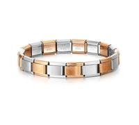 Mon & Sons Pulsera de iniciación de acero inoxidable, color morado, verde, dorado, negro y azul, con eslabones de 9 mm, compatible con Nomination, 9mm, Metal, No es una piedra preciosa