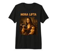 Mona Lifta Muscle Mona Lisa Lifting Weights Bodybuilding Gym Camiseta Premium