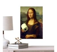 Mona Lisa Baño Arte - Lienzo Madera 40 x 30 cm | Póster Nariz Para Sostener Baño | Humor Clásico Peculiar Mal Olor Imagen | Divertida Decoración de Baño para Pared Hogar y Baño