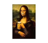 Mona Lisa Bathroom Art - 30x40cm Mona Lisa Classical Painting Picture | Framed Retro Funny Toilet Humor Poster Wood Paper Print - Decorative Wall Accent | MonaLisa Wall Art Bathroom Restroom Decor