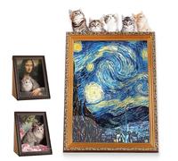 Mona Lisa Cat Bed, 2025 New Oil Painting Cat Scratching Board, Art 4D Oil with Arm Front Panel, Couch Cave Condo Creative Home Decoration, Easy-to-Assemble (#5)