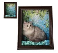 Mona Lisa Cat Bed, Art 4D Oil Painting Cats Frame Nest, with Scratching Panel, Easy Assembly Pet Bed & Home Decor, for Artist Kitten (Brown Set-C)