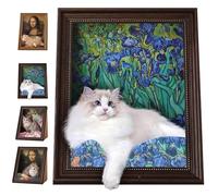 Mona Lisa Cat Bed - Art 4D Oil Painting Frame Cat Scratcher with Arm Front Panel Couch Cave Condo, Cardboard Pet House for Indoor Cats, Easy Assembly Pet Bed & Home Decor (E)