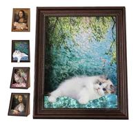 Mona Lisa Cat Bed - Art 4D Oil Painting Frame Cat Scratcher with Arm Front Panel Couch Cave Condo, Cardboard Pet House for Indoor Cats, Easy Assembly Pet Bed & Home Decor (D)