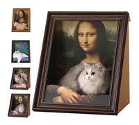 Mona Lisa Cat Bed - Art 4D Oil Painting Frame Cat Scratcher with Arm Front Panel Couch Cave Condo, Cardboard Pet House for Indoor Cats, Easy Assembly Pet Bed & Home Decor (A)