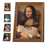 Mona Lisa Cat Bed - Art 4D Oil Painting Frame Cat Scratcher with Arm Front Panel Couch Cave Condo, Cardboard Pet House for Indoor Cats, Easy Assembly Pet Bed & Home Decor (B)