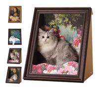 Mona Lisa Cat Bed - Art 4D Oil Painting Frame Cat Scratcher with Arm Front Panel Couch Cave Condo, Cardboard Pet House for Indoor Cats, Easy Assembly Pet Bed & Home Decor (C)
