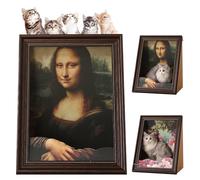 Mona Lisa Cat Bed, Mona Lisa Cat Scratcher Beds, Cats Living in Famous Painting, Art 4D Oil Painting Kitten Frame Nest for Artist Kitten, Easy Assembly Pet Bed & Home Decor (A)