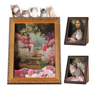 Mona Lisa Cat Bed, Mona Lisa Cat Scratcher Beds, Cats Living in Famous Painting, Art 4D Oil Painting Kitten Frame Nest for Artist Kitten, Easy Assembly Pet Bed & Home Decor (C)