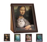 Mona Lisa Cat Bed, Mona Lisa Cat Scratcher Beds, Living In Famous Painting, Famous Art 4D Oil Painting Frame Cardboard Cats House, Easy-To-Assemble (01)