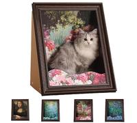 Mona Lisa Cat Bed, Mona Lisa Cat Scratcher Beds, Living In Famous Painting, Famous Art 4D Oil Painting Frame Cardboard Cats House, Easy-To-Assemble (02)