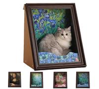 Mona Lisa Cat Bed, Mona Lisa Cat Scratcher Beds, Living In Famous Painting, Famous Art 4D Oil Painting Frame Cardboard Cats House, Easy-To-Assemble (03)