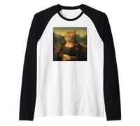 Mona Lisa Cat, Obra de Arte de la Parodia renacentista de Leonardo Davinci Camiseta Manga Raglan