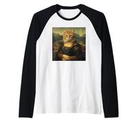 Mona Lisa Cat, Obra de Arte de la Parodia renacentista de Leonardo Davinci Camiseta Manga Raglan
