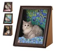 Mona Lisa Cat Scratcher Bed, Art 4D Oil Painting Frame Nest for Artist Kitten, Famous Oil Painting Frame Cardboard Cat House, Cardboard House & Scratchers (Style D)
