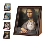 Mona Lisa Cat Scratcher Bed, Cat Living in Famous Painting- Art 4D Oil Painting Frame Nest for Artist Kitten, Easy-to-Assemble Bed Couch Cave Condo Creative Home Decoration (Style A)