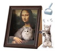 Mona Lisa Cat Scratcher Bed, Famous Oil Painting Frame Cardboard Cat House with Scratcher, Art 4D Oil Painting Frame Nest, Easy-to-Assemble Bed Couch Cave, Creative Home Decoration (OneSize)