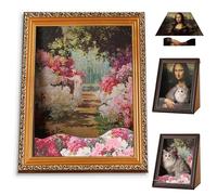 Mona Lisa Cat Scratcher Bed, Mona Lisa Cat Bed, 4D Oil Painting Cats Frame Nest, Easy Assembly Pet Beds & Home Decor, Couch Cave Condo Creative Home Decoration (Flowers)