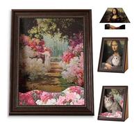 Mona Lisa Cat Scratcher Bed, Mona Lisa Cat Bed, 4D Oil Painting Cats Frame Nest, Easy Assembly Pet Beds & Home Decor, Couch Cave Condo Creative Home Decoration (Flowers*A)