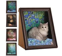 Mona Lisa Cat Scratcher Beds, Famous Oil Painting Frame Cardboard Cats House, Mona Lisa Cat House, Easy-To-Assemble, for Indoor Cats Resting and Playing (C)