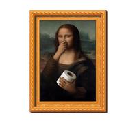 Mona Lisa Divertidos Imanes de - Imanes de Marco de Fotos de Parodia Retro de Madera | Decoración artística Peculiar Holding Her Nose | Regalo Creativo y Divertido para el hogar y la Oficina