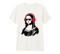 Mona Lisa Escuchando musis Divertido Arte Fresco y Amante de la música Camiseta Premium