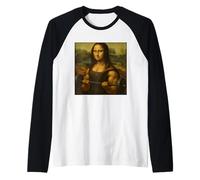 Mona Lisa Levantamiento Pesas Arte Fuerte Ganancias Culturismo Camiseta Manga Raglan