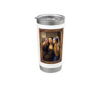 Mona Lisa selfie with Girl pearl earring funny Art Vaso térmico de acero inoxidable de doble pared