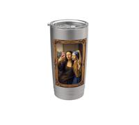 Mona Lisa selfie with Girl pearl earring funny Art Vaso térmico de acero inoxidable de doble pared