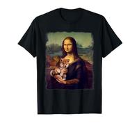 Mona Lisa Sosteniendo un Shiba Inu Lindo Perro Parodia Arte Camiseta