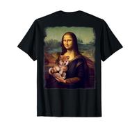 Mona Lisa Sosteniendo un Shiba Inu Lindo Perro Parodia Arte Camiseta