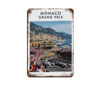Mónaco Grand Prix Racing - Cartel de metal vintage para pub, club, cafetería, bar, decoración de pared, póster retro de 20 x 30 cm