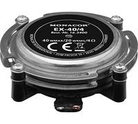 MONACOR EX-40/4 - Excitador de audio, resonador para reproducción de música y voz, conversión de sonido corporal de alta resistencia, agitador de bajos para una alta calidad de sonido con 20 W, 4 Ω, en plata/negro