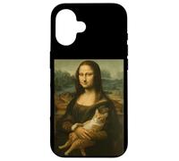 Monalisa con gato divertido dueño de gato amante Lisa Holding Kitty Carcasa para iPhone 16
