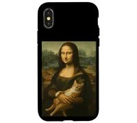 Monalisa con gato divertido dueño de gato amante Lisa Holding Kitty Carcasa para iPhone X/XS