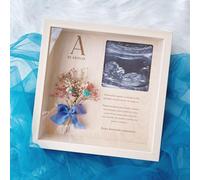 MONAMI - Marco para ecografía con flor preservada en Madera de abedul, dedicatoria personalizada. Regalo original para anuncio de embarazo. Vais a ser abuelos.