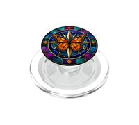 Monarca, Mariposa, brújula, Rosa, Mosaico, Arte PopSockets PopGrip para MagSafe