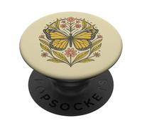 Monarca Mariposa Mandala Boho Naturaleza Insecto Arte PopSockets PopGrip Adhesivo