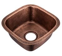 Monarch Abode 17091 Monarch - Fregadero de cocina Atlas de cobre puro martillado a mano de doble montaje para preparación de barra individual