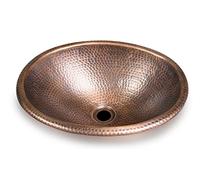 Monarch Abode Fregadero Ovalado Martillado a Mano 17 Pulgadas, Metal Porcelana Piedra, Cobre Puro, 17 Inches (Oval)