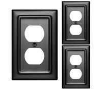Monarch Abode Placa de pared dúplex de 1 banda, cubiertas decorativas de metal arquitectónico, placas de cubierta de toma de corriente, negro mate, paquete de 3