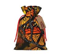 Monarch Butterflies - Bolsa de arpillera con cordón de Navidad, bolsas de regalo grandes con cordón, bolsas de regalo con etiqueta, bolsas de regalo de Navidad, bolsa de dulces de Navidad, bolsas