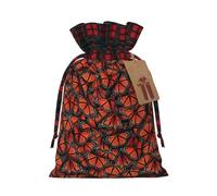 Monarch Butterflies - Bolsa de Navidad a cuadros a juego con cordón, 4.7 x 6.9 pulgadas para Navidad, Halloween