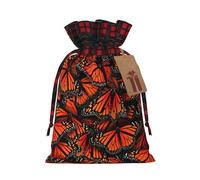 Monarch Butterflies. Bolsa de Navidad a cuadros a juego con diseño de cordón para fiesta de Navidad, embalaje de regalo