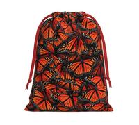 Monarch Butterflies - Bolsa de regalo con cordón de impresión con cinta roja suave y elegante para Navidad, Halloween, se adapta a tarjetas de caramelos
