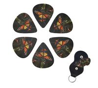 Monarch Butterflies - Juego de 6 púas de celuloide de diferentes grosores con soporte para púas de guitarra, púas de guitarra personalizadas para guitarra acústica, guitarra eléctrica, bajo