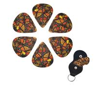 Monarch Butterflies - Juego de 6 púas de celuloide de diferentes grosores con soporte para púas de guitarra, púas de guitarra personalizadas para guitarra acústica, guitarra eléctrica, bajo, ukelele