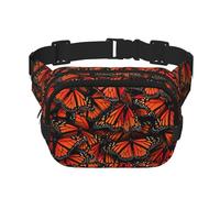 Monarch Butterflies - Riñonera cuadrada de doble capa con estampado de mariposas unisex para viajes y entrenamiento, Negro -, Talla única